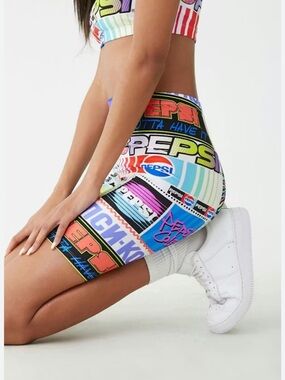 RARE Forever21 Pepsi Biker Shorts Medium Excellent Condition